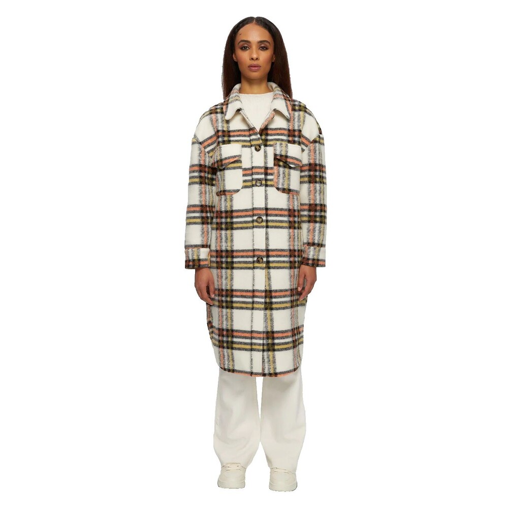 Noize Anthropologie Women’s Greta Long Vegan Wool Shacket Coat size L NWT Plaid